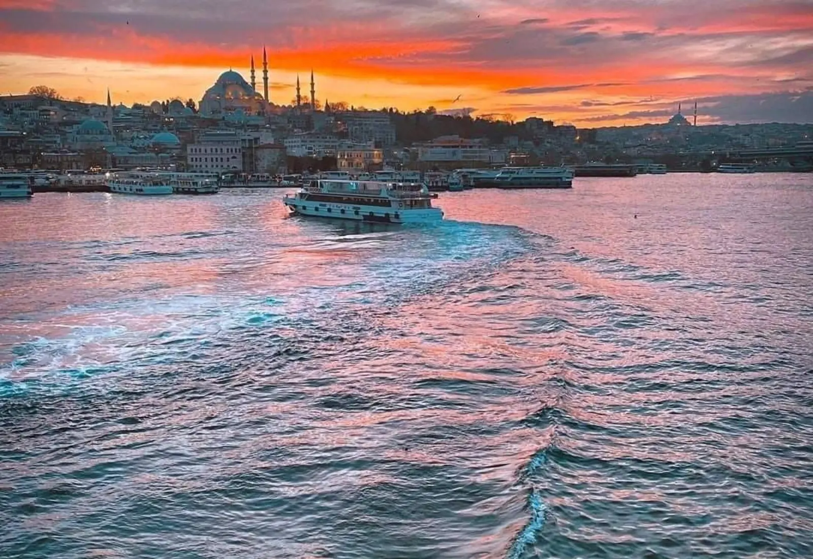 Sunset on the Bosphorus in Istanbul