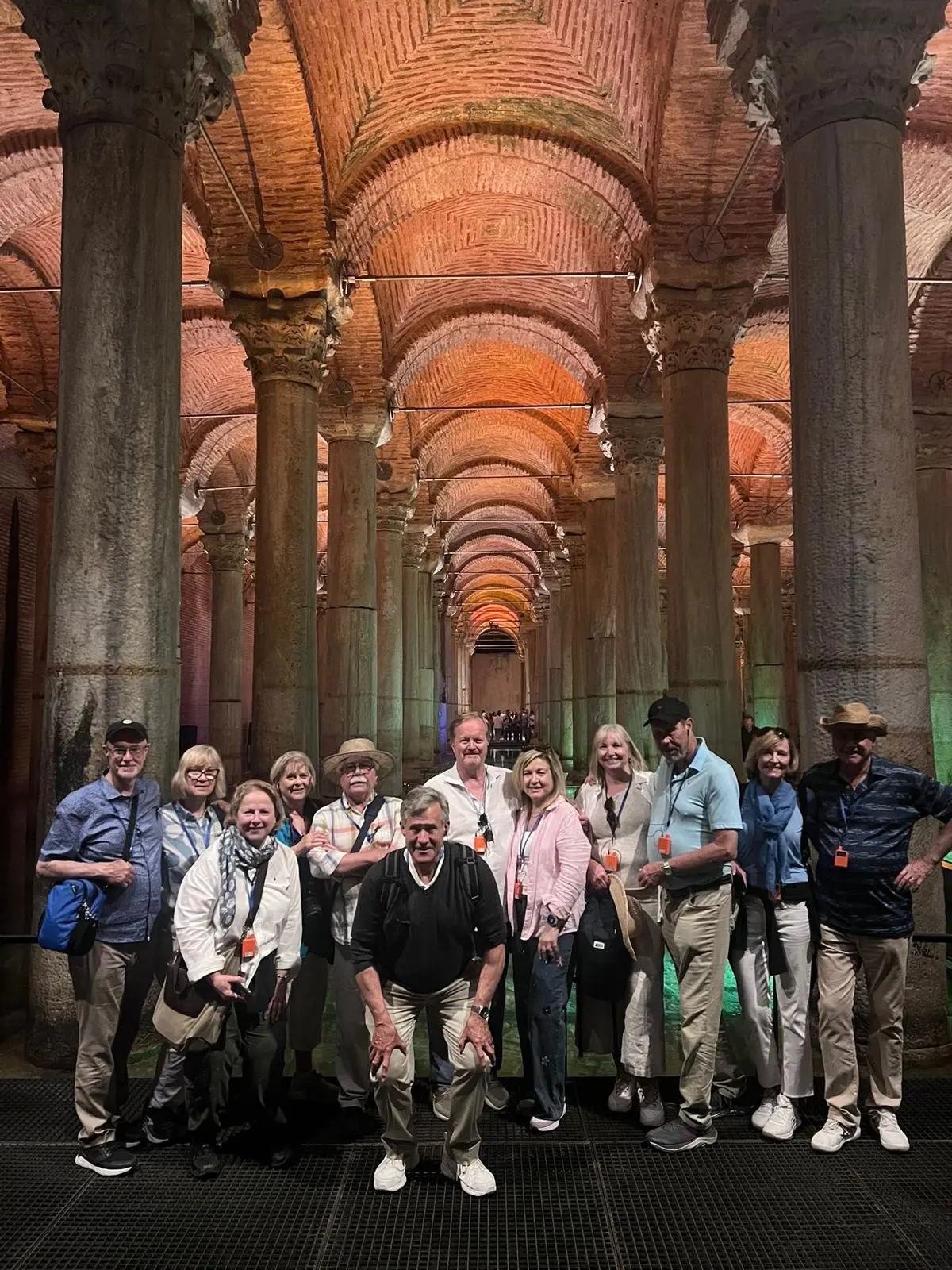 Real guests with their licensed guide inside the Basilica Cistern during a private Istanbul Old City tour