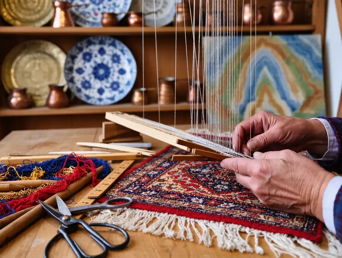 Traditional handmade Turkish rug weaving